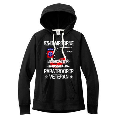 82nd Airborne Paratrooper Veteran Flag, Veterans Day Women's Fleece Hoodie