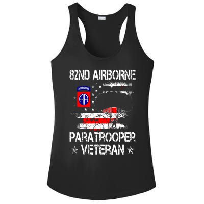 82nd Airborne Paratrooper Veteran Flag, Veterans Day Ladies PosiCharge Competitor Racerback Tank