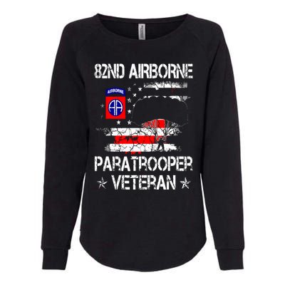 82nd Airborne Paratrooper Veteran Flag, Veterans Day Womens California Wash Sweatshirt