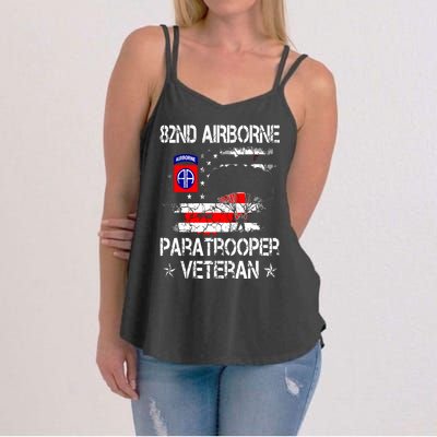 82nd Airborne Paratrooper Veteran Flag, Veterans Day Women's Strappy Tank