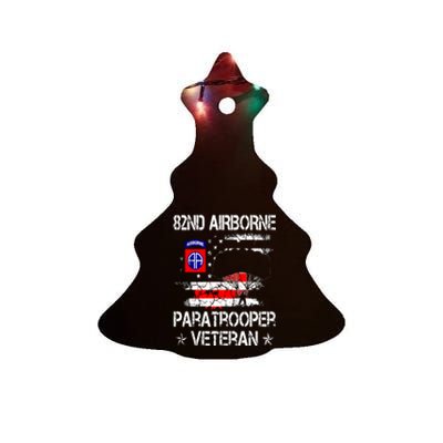 82nd Airborne Paratrooper Veteran Flag, Veterans Day Ceramic Tree Ornament