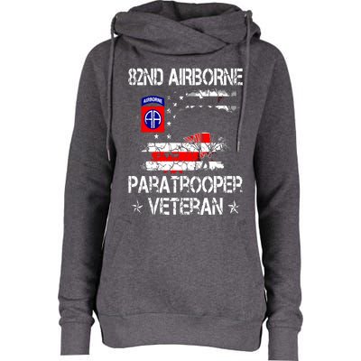 82nd Airborne Paratrooper Veteran Flag, Veterans Day Womens Funnel Neck Pullover Hood