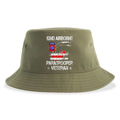 82nd Airborne Paratrooper Veteran Flag, Veterans Day Sustainable Bucket Hat