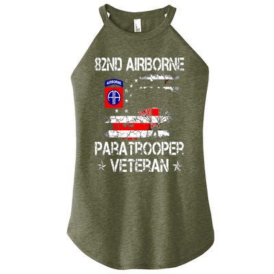 82nd Airborne Paratrooper Veteran Flag, Veterans Day Women's Perfect Tri Rocker Tank