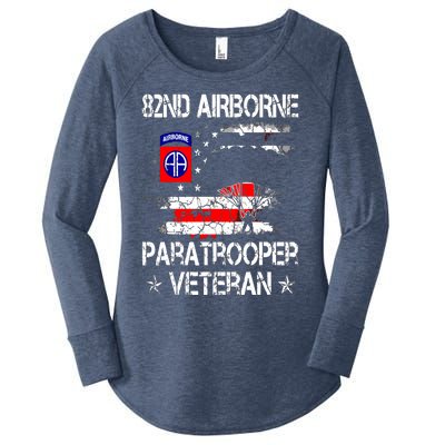 82nd Airborne Paratrooper Veteran Flag, Veterans Day Women's Perfect Tri Tunic Long Sleeve Shirt