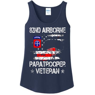 82nd Airborne Paratrooper Veteran Flag, Veterans Day Ladies Essential Tank