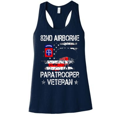 82nd Airborne Paratrooper Veteran Flag, Veterans Day Women's Racerback Tank