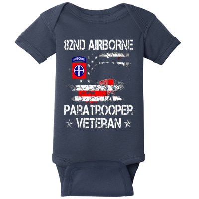 82nd Airborne Paratrooper Veteran Flag, Veterans Day Baby Bodysuit