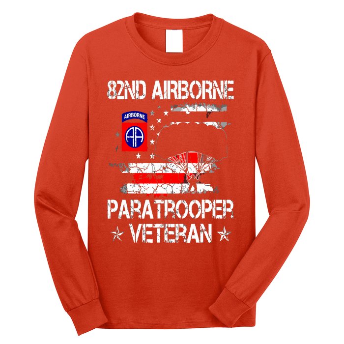 82nd Airborne Paratrooper Veteran Flag, Veterans Day Long Sleeve Shirt