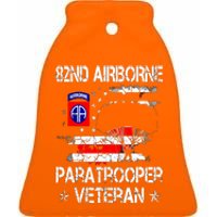 82nd Airborne Paratrooper Veteran Flag, Veterans Day Ceramic Bell Ornament