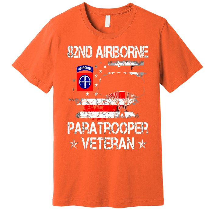 82nd Airborne Paratrooper Veteran Flag, Veterans Day Premium T-Shirt