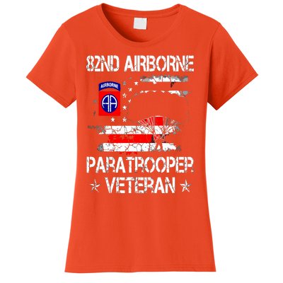 82nd Airborne Paratrooper Veteran Flag, Veterans Day Women's T-Shirt