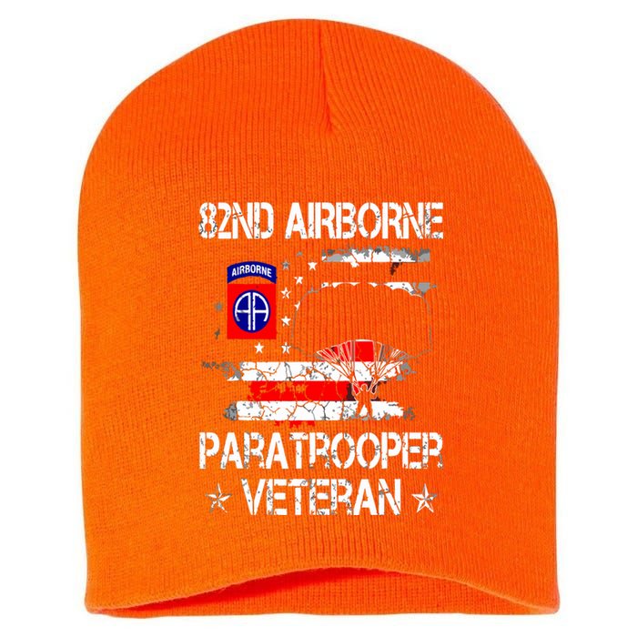 82nd Airborne Paratrooper Veteran Flag, Veterans Day Short Acrylic Beanie