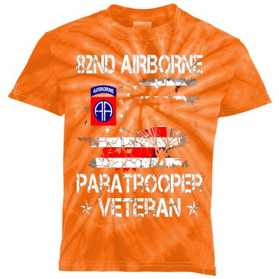 82nd Airborne Paratrooper Veteran Flag, Veterans Day Kids Tie-Dye T-Shirt