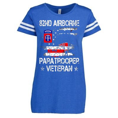 82nd Airborne Paratrooper Veteran Flag, Veterans Day Enza Ladies Jersey Football T-Shirt