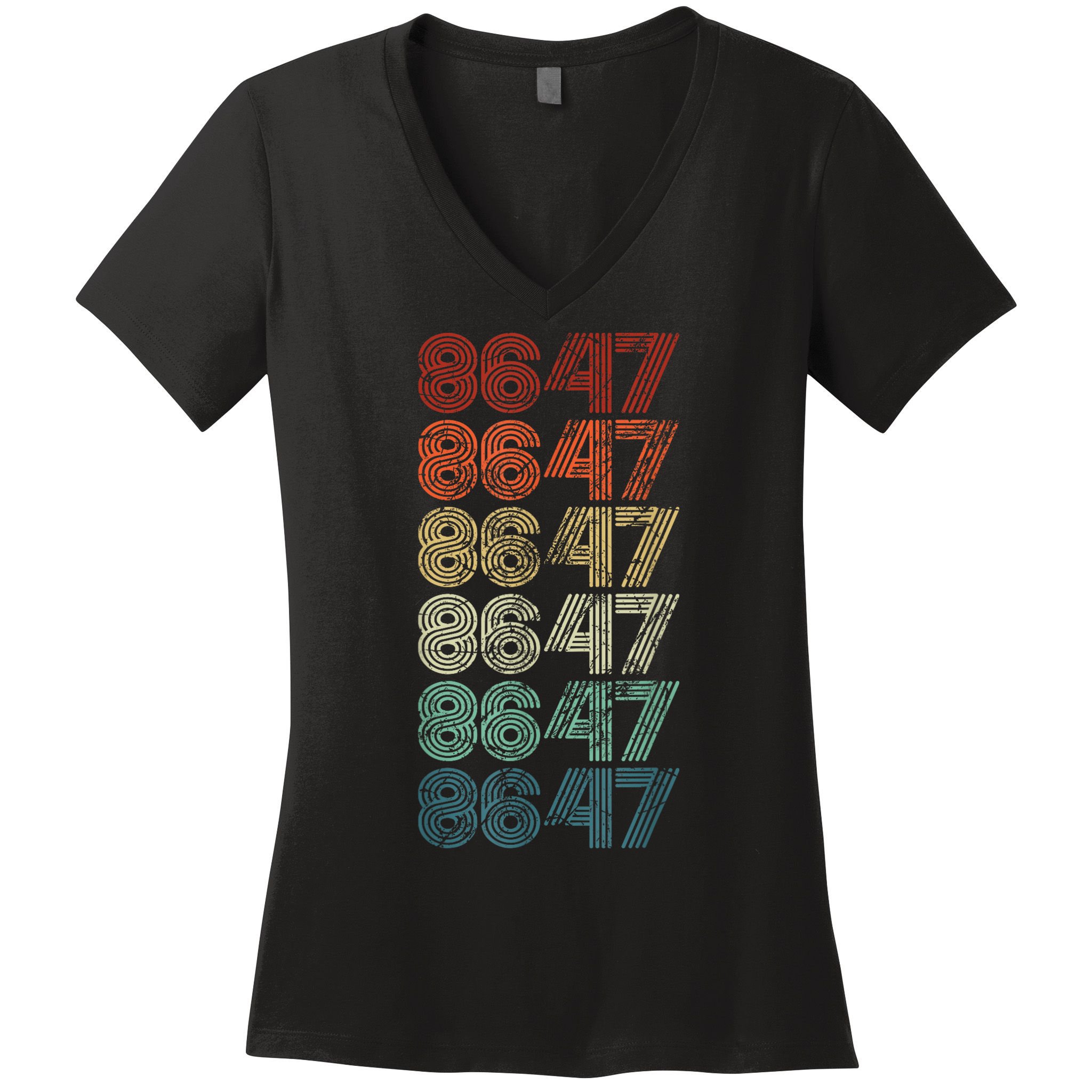 8647 Anti Trump 86 47 Retro Vintage Style Antitrump Vance Women's V-Neck T-Shirt