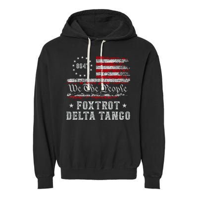 8647 Anti Trump Foxtrots Deltas Tangos Impeach 47 86 47 Flag Garment-Dyed Fleece Hoodie