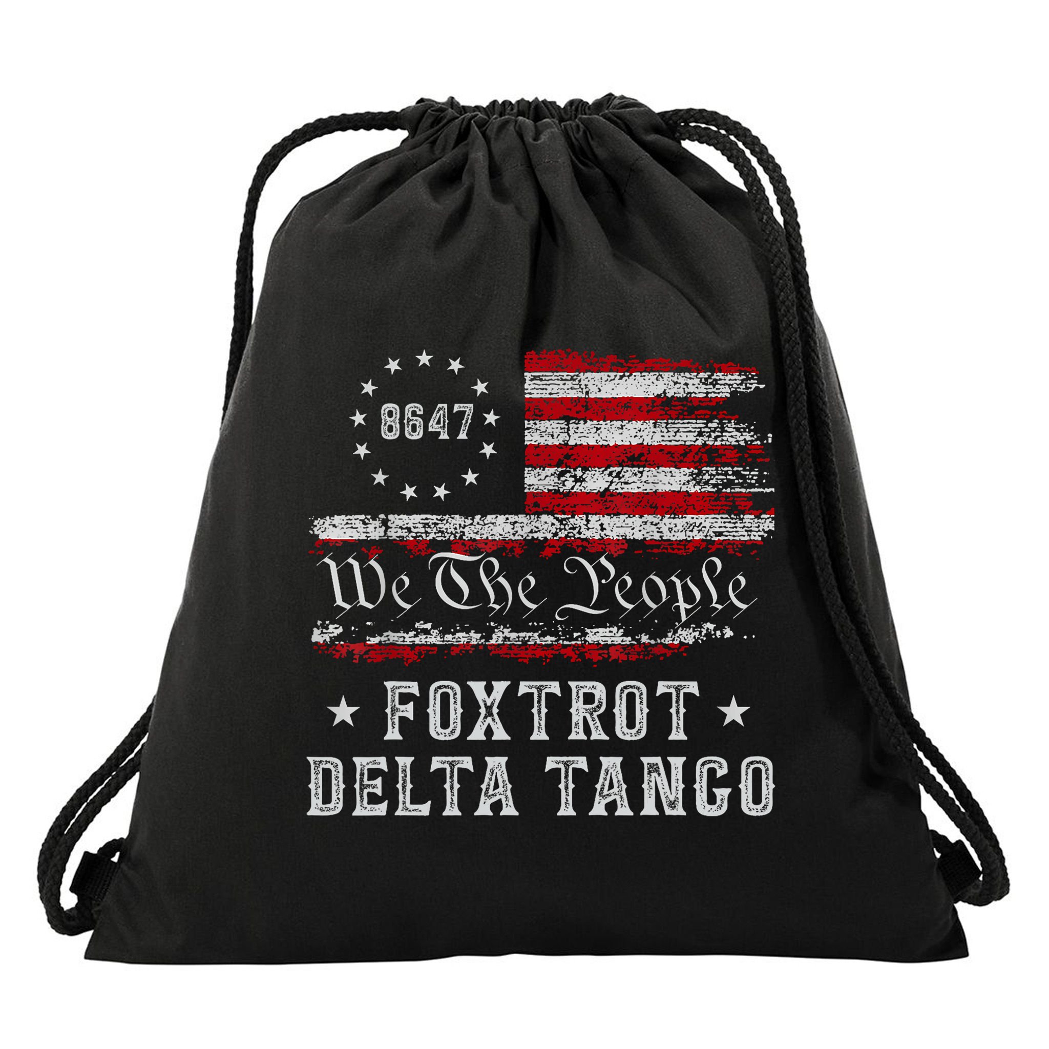 8647 Anti Trump Foxtrots Deltas Tangos Impeach 47 86 47 Flag Drawstring Bag