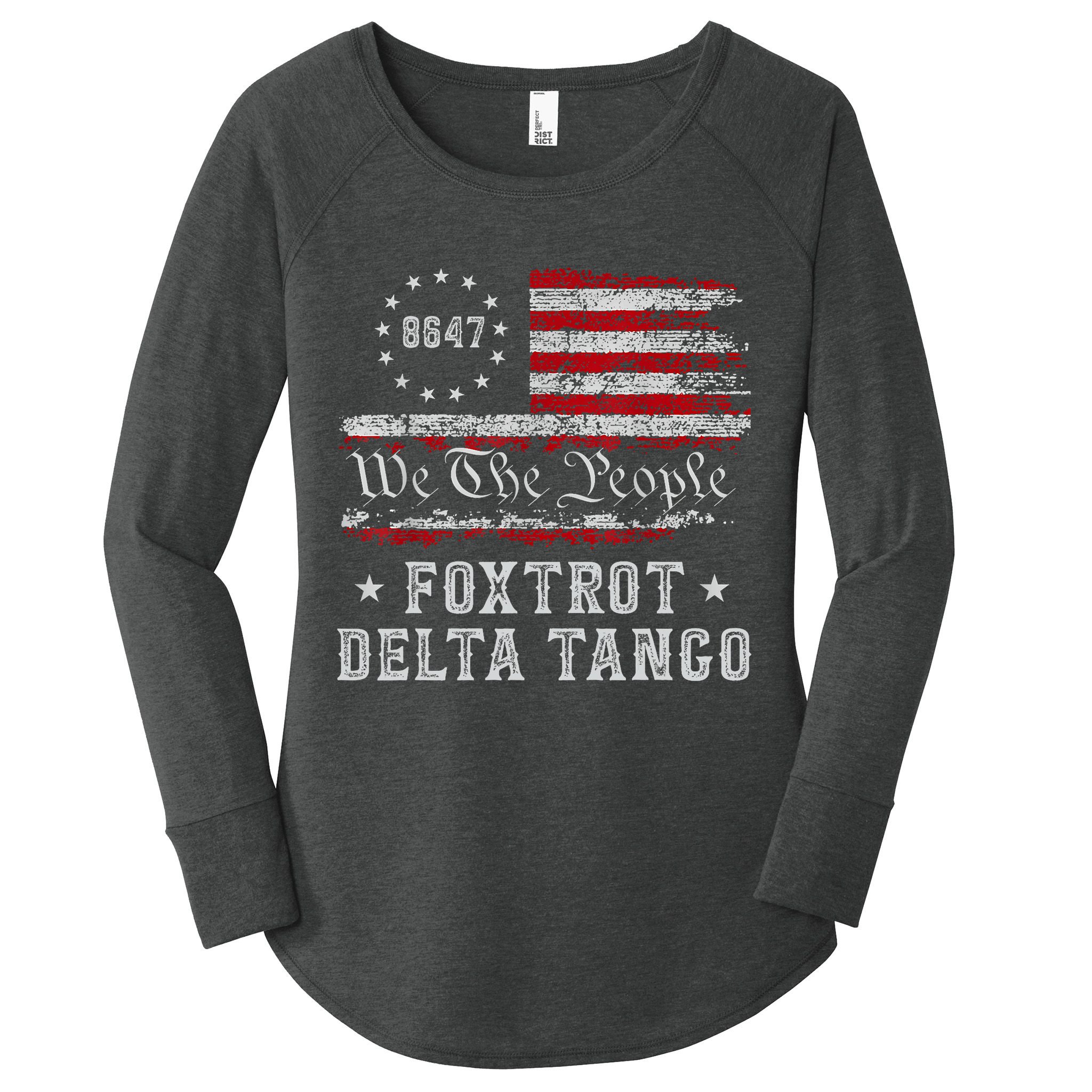 8647 Anti Trump Foxtrots Deltas Tangos Impeach 47 86 47 Flag Women's Perfect Tri Tunic Long Sleeve Shirt