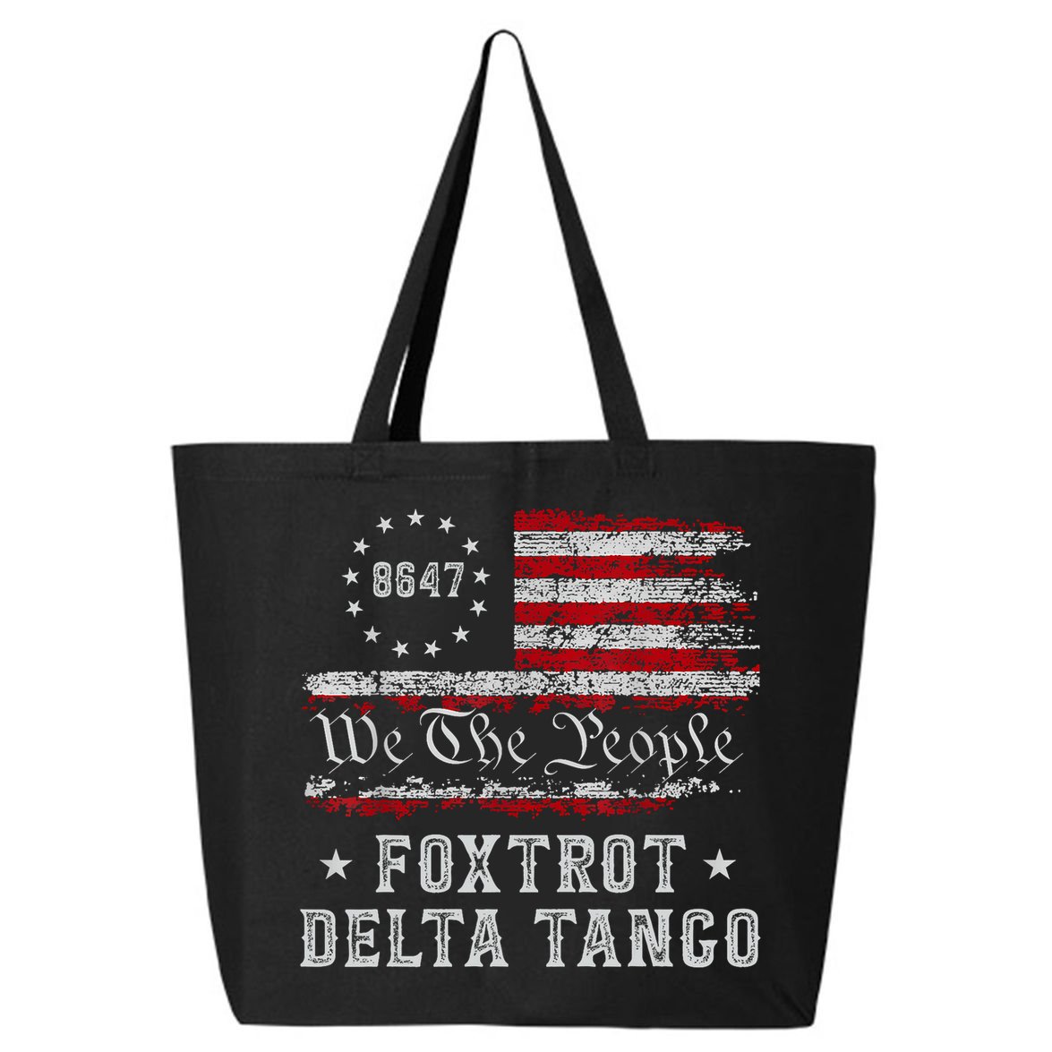 8647 Anti Trump Foxtrots Deltas Tangos Impeach 47 86 47 Flag 25L Jumbo Tote