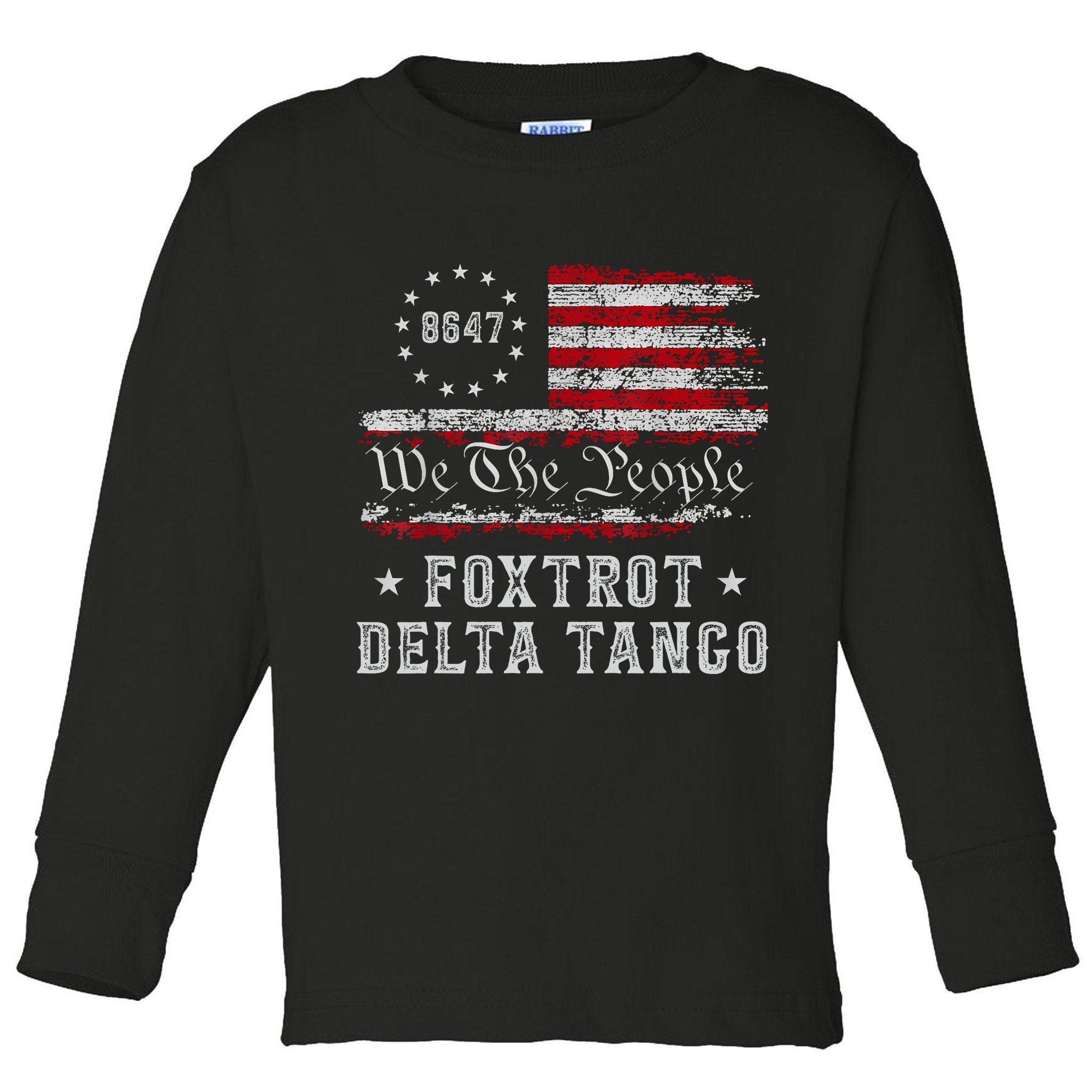 8647 Anti Trump Foxtrots Deltas Tangos Impeach 47 86 47 Flag Toddler Long Sleeve Shirt