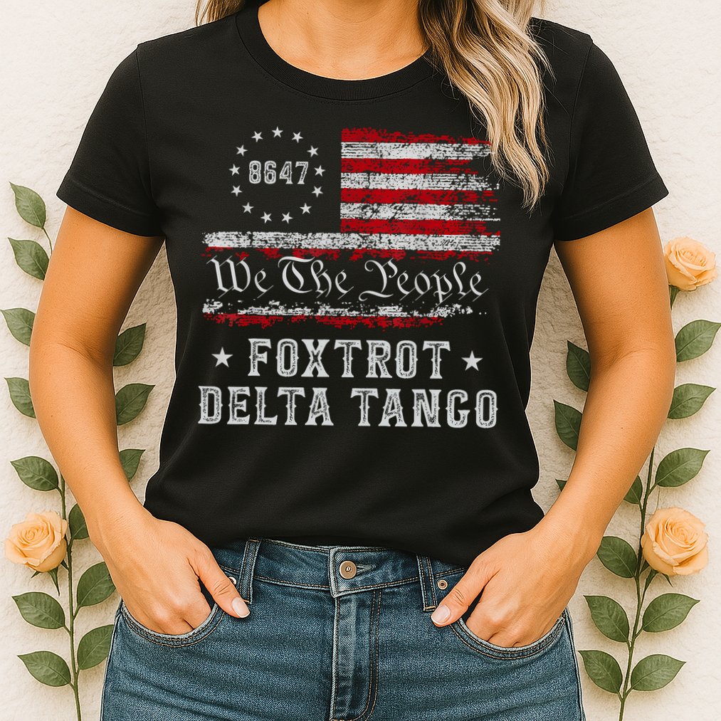 8647 Anti Trump Foxtrots Deltas Tangos Impeach 47 86 47 Flag Womens T-Shirt
