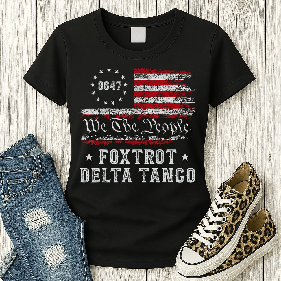 8647 Anti Trump Foxtrots Deltas Tangos Impeach 47 86 47 Flag Womens T-Shirt