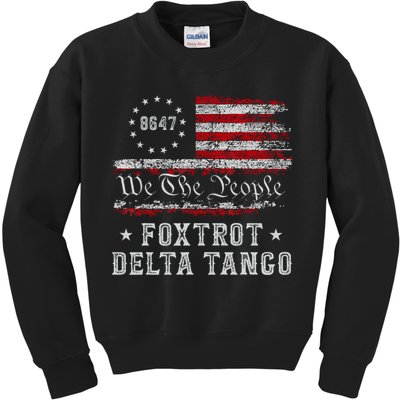 8647 Anti Trump Foxtrots Deltas Tangos Impeach 47 86 47 Flag Kids Sweatshirt