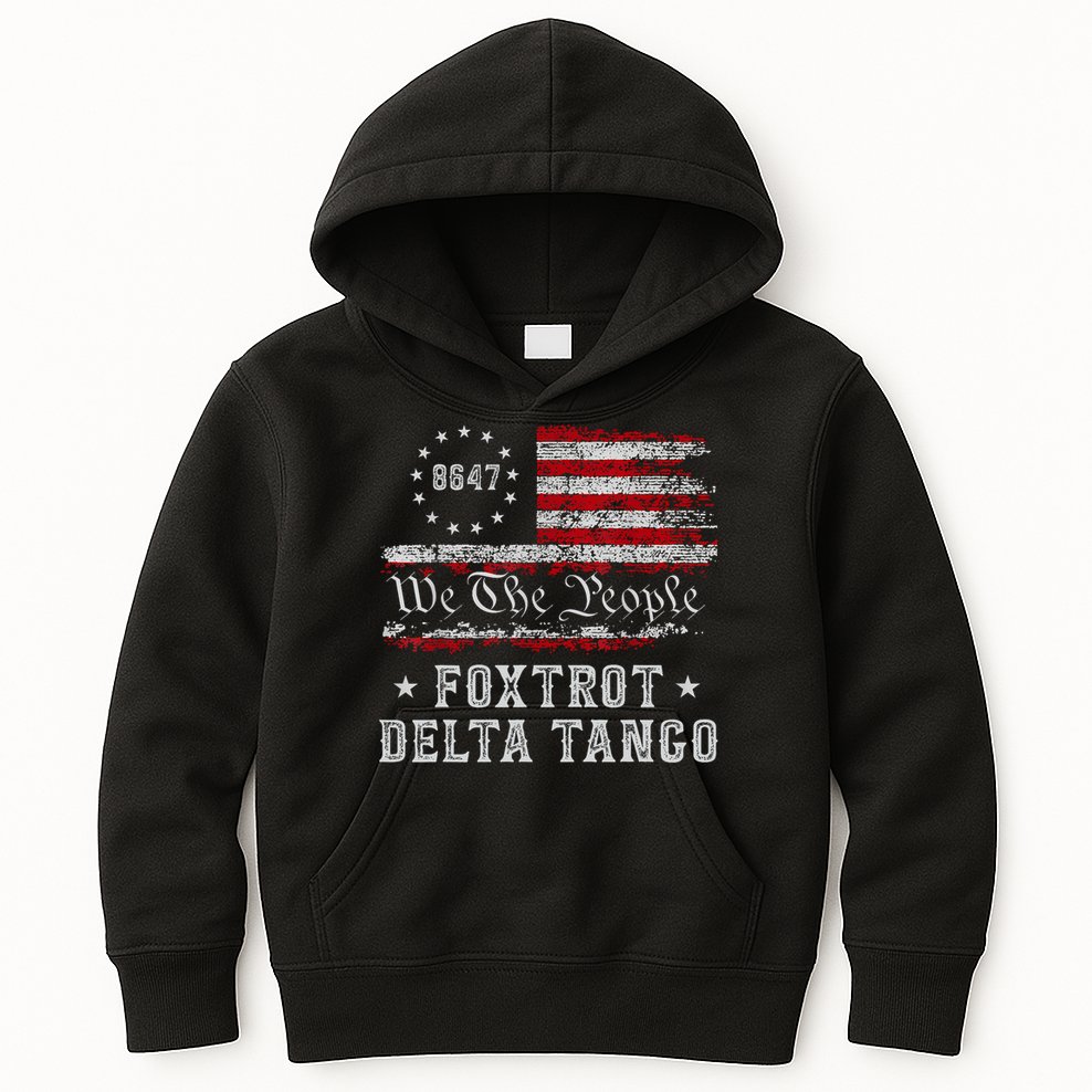 8647 Anti Trump Foxtrots Deltas Tangos Impeach 47 86 47 Flag Kids Hoodie