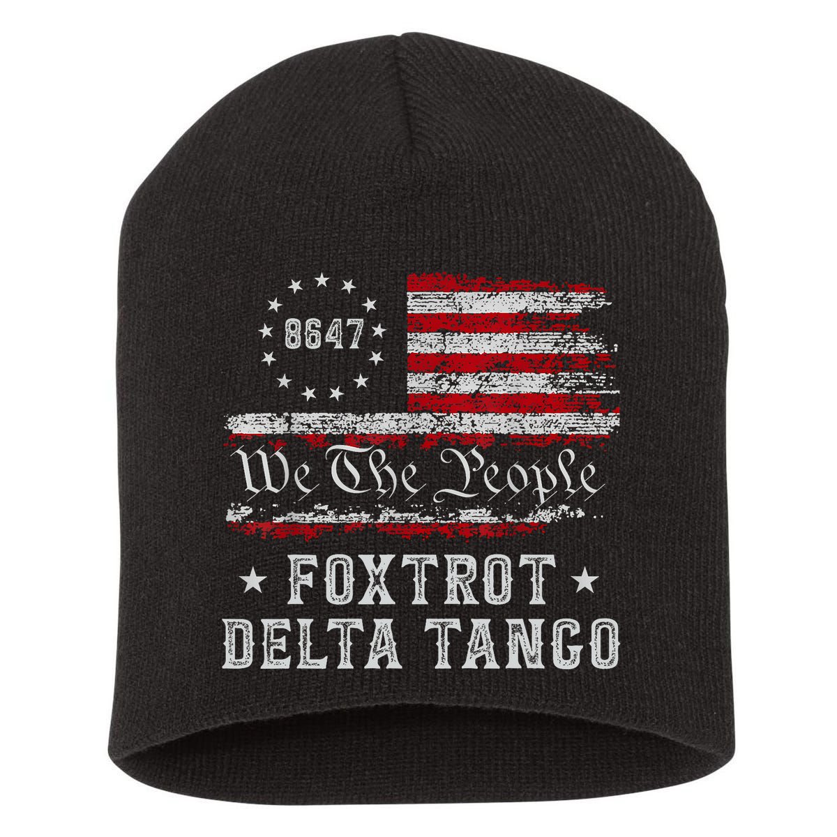 8647 Anti Trump Foxtrots Deltas Tangos Impeach 47 86 47 Flag Short Acrylic Beanie