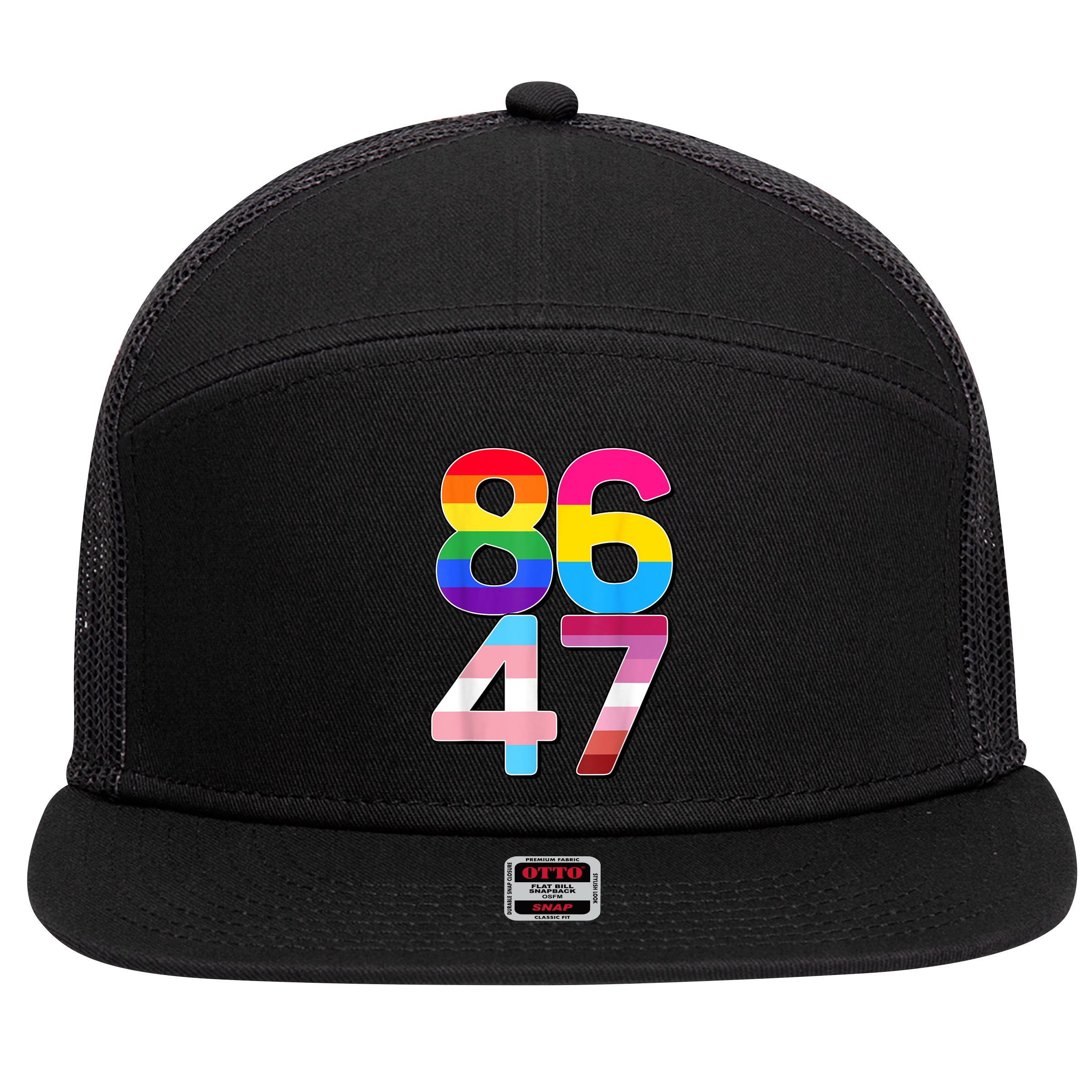 8647 Anti Trump President Rainbow LGBT  7 Panel Mesh Trucker Snapback Hat