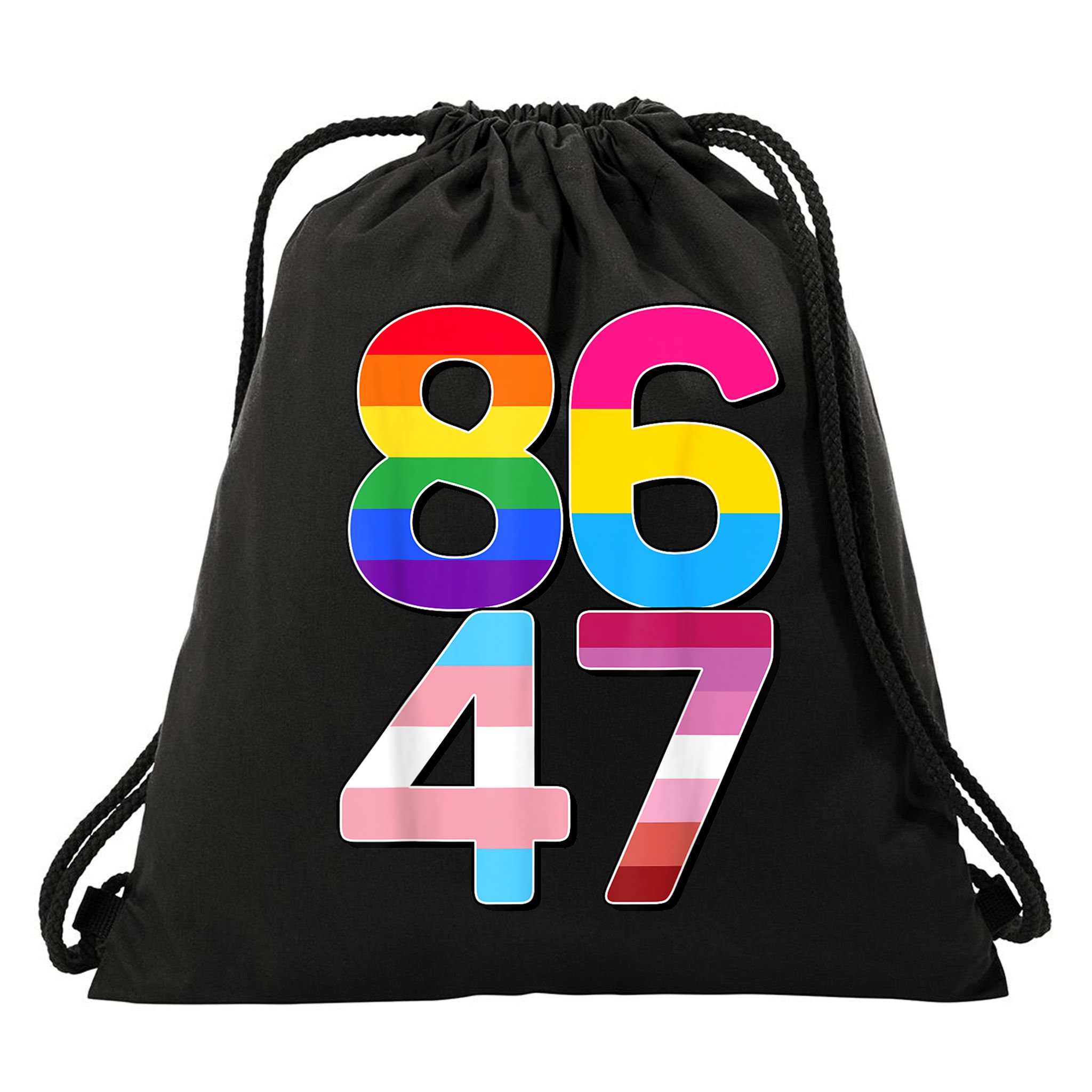 8647 Anti Trump President Rainbow LGBT  Drawstring Bag