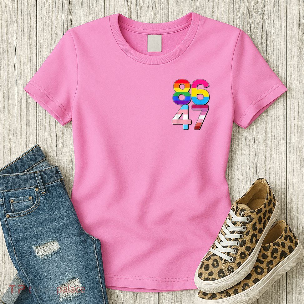 8647 Anti Trump President Rainbow LGBT  Womens T-Shirt