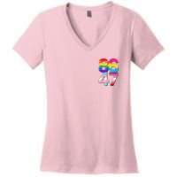 8647 Anti Trump President Rainbow LGBT  Women's V-Neck T-Shirt