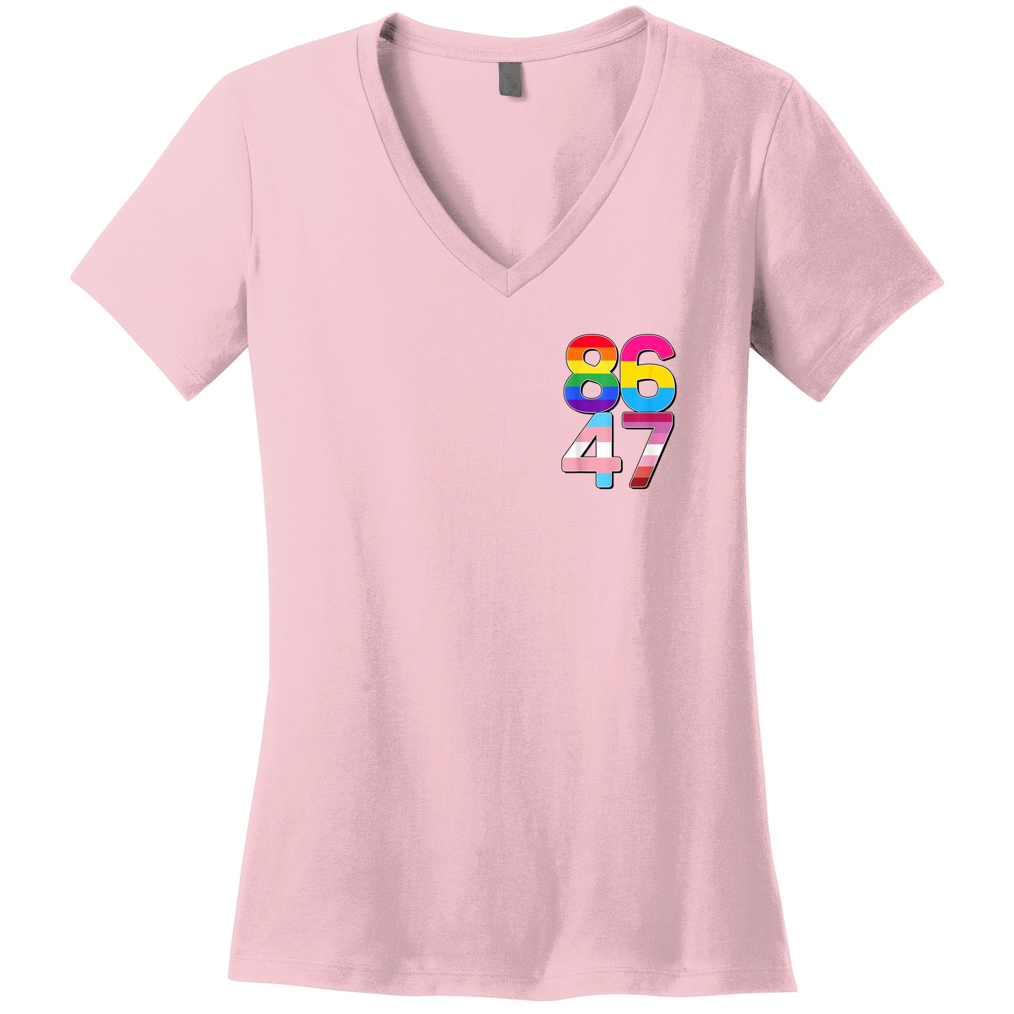 8647 Anti Trump President Rainbow LGBT  Women's V-Neck T-Shirt