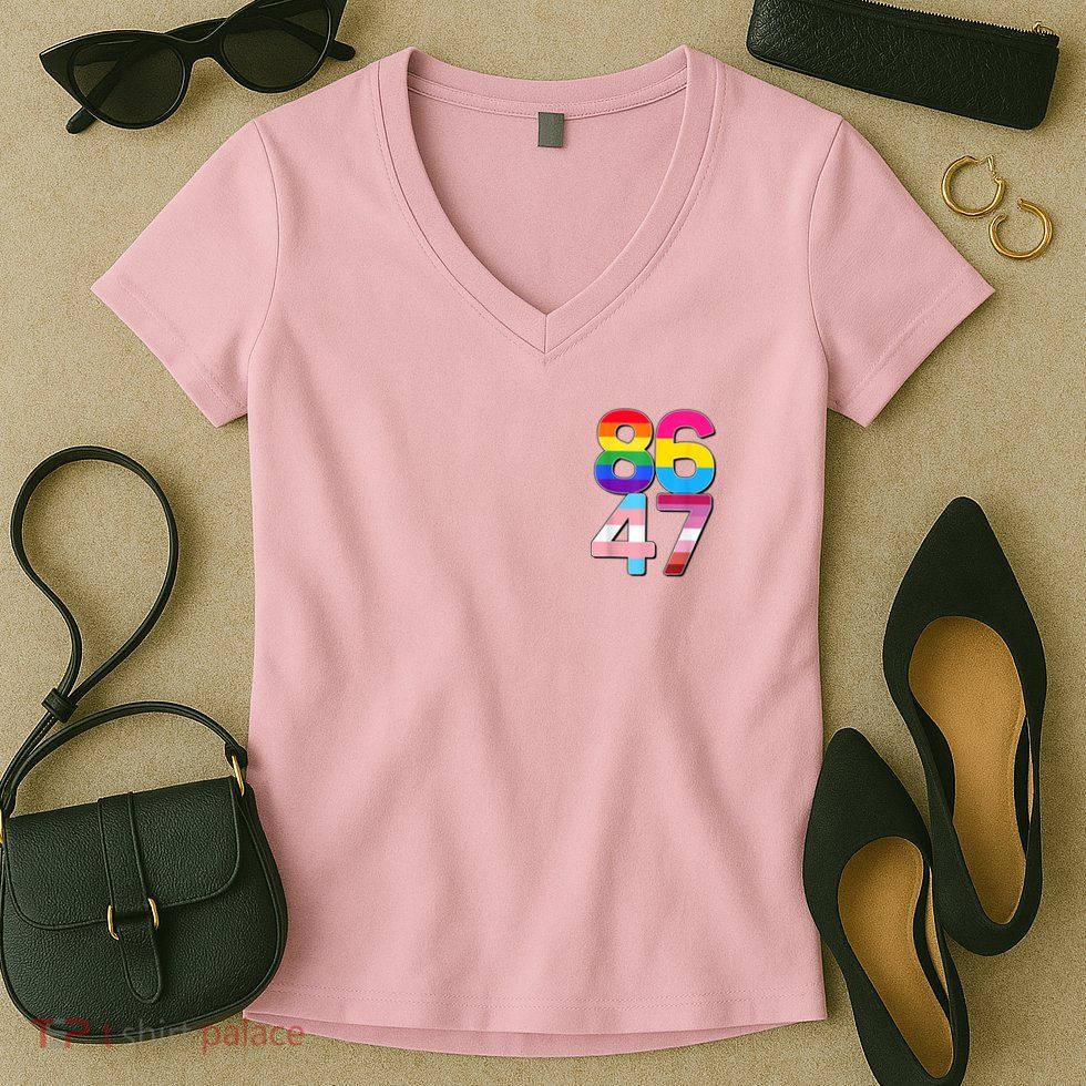 8647 Anti Trump President Rainbow LGBT  Women's V-Neck T-Shirt