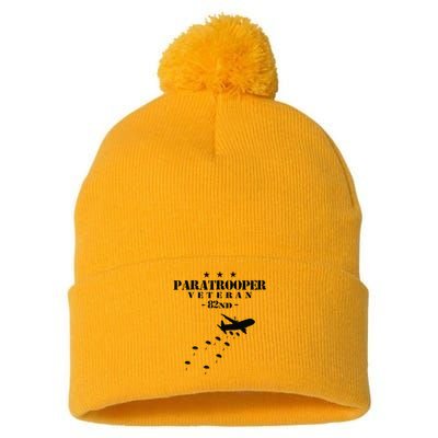 82nd Airborne Veteran Paratrooper Pom Pom 12in Knit Beanie