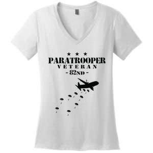 82nd Airborne Veteran Paratrooper Women's V-Neck T-Shirt