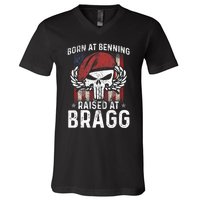 82nd Airborne Veteran Born At Ft Benning Raised Fort Bragg V-Neck T-Shirt