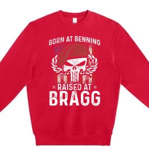 82nd Airborne Veteran Born At Ft Benning Raised Fort Bragg Premium Crewneck Sweatshirt