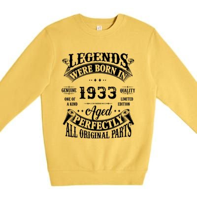 89 Birthday 1933 Gift Vintage 89 Birthday Premium Crewneck Sweatshirt