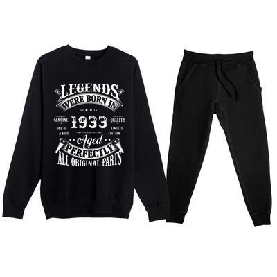 89 Birthday 1933 Gift Vintage 89 Birthday Premium Crewneck Sweatsuit Set