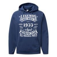 89 Birthday 1933 Gift Vintage 89 Birthday Performance Fleece Hoodie