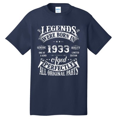 89 Birthday 1933 Gift Vintage 89 Birthday Tall T-Shirt