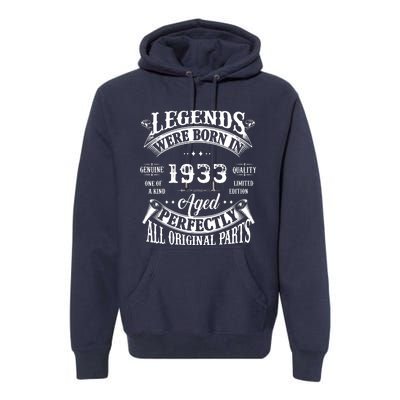 89 Birthday 1933 Gift Vintage 89 Birthday Premium Hoodie