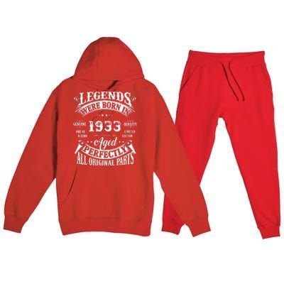 89 Birthday 1933 Gift Vintage 89 Birthday Premium Hooded Sweatsuit Set