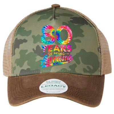 80th Birthday 80 Years Old Tie Dye Awesome Legacy Tie Dye Trucker Hat