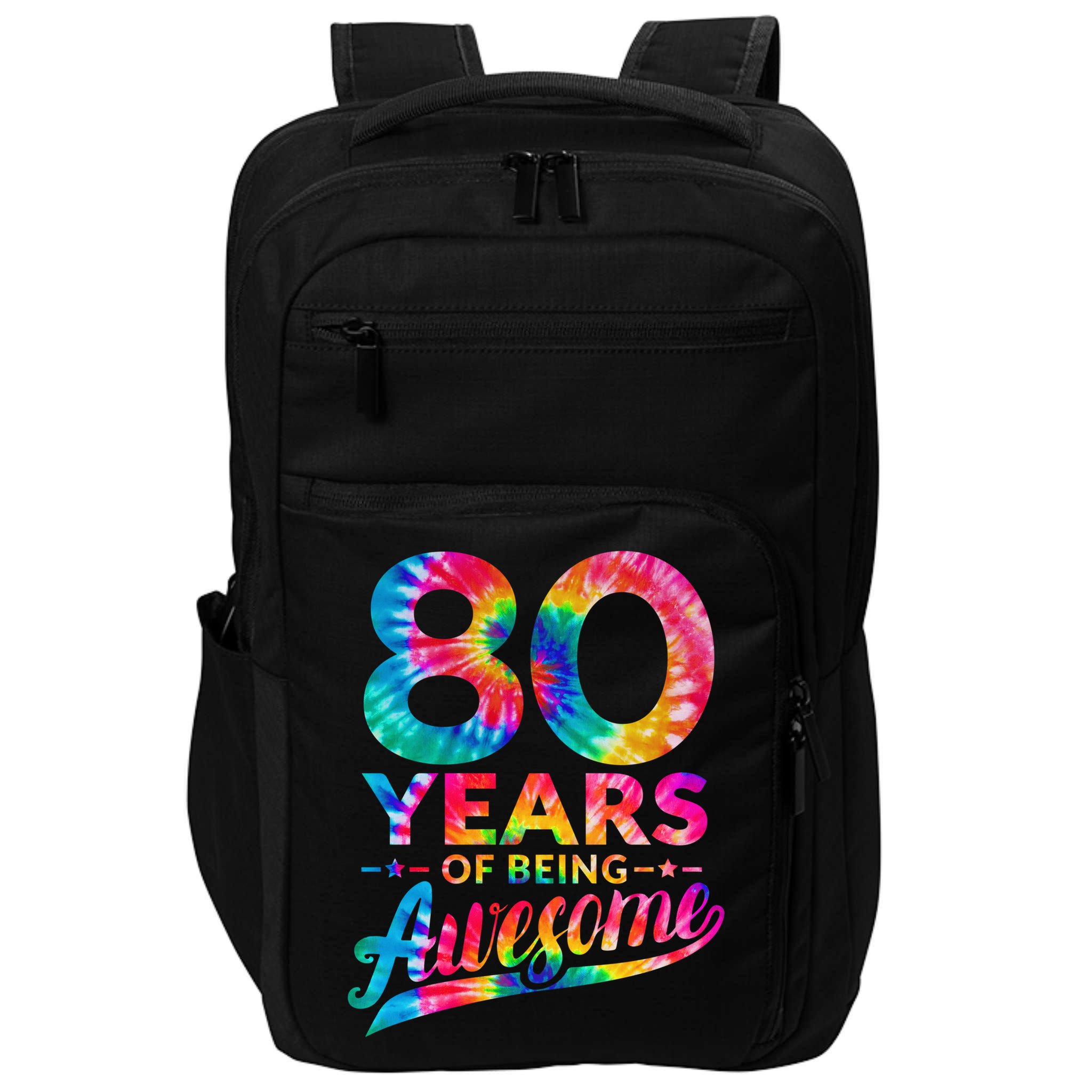 80th Birthday 80 Years Old Tie Dye Awesome Impact Tech Backpack
