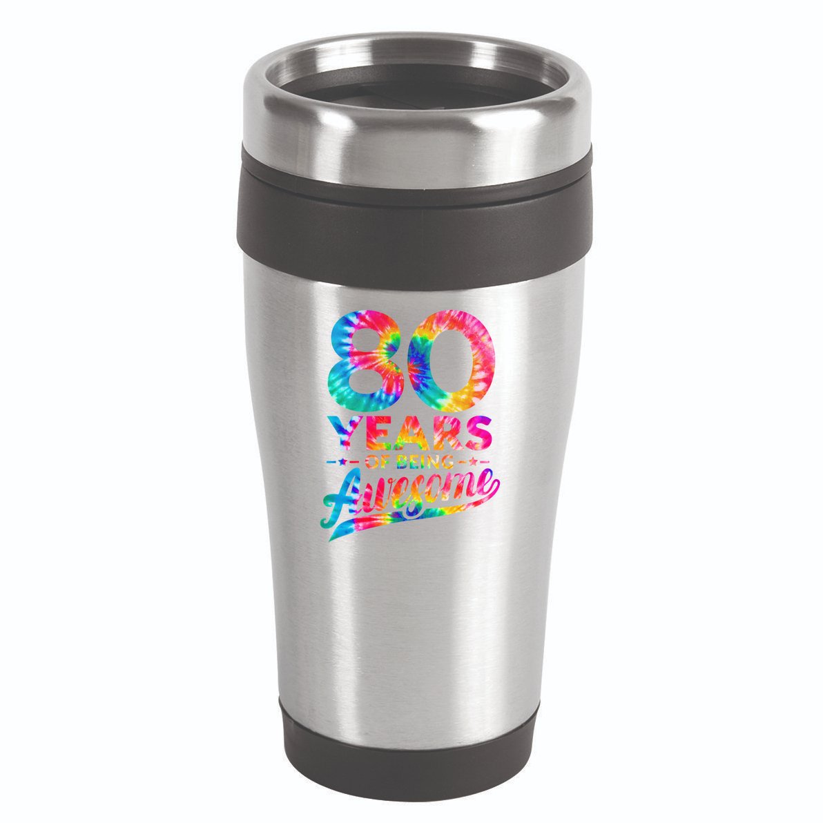 80th Birthday 80 Years Old Tie Dye Awesome 16oz Travel Tumbler