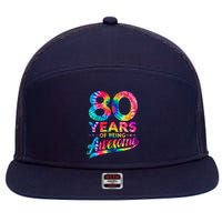 80th Birthday 80 Years Old Tie Dye Awesome 7 Panel Mesh Trucker Snapback Hat